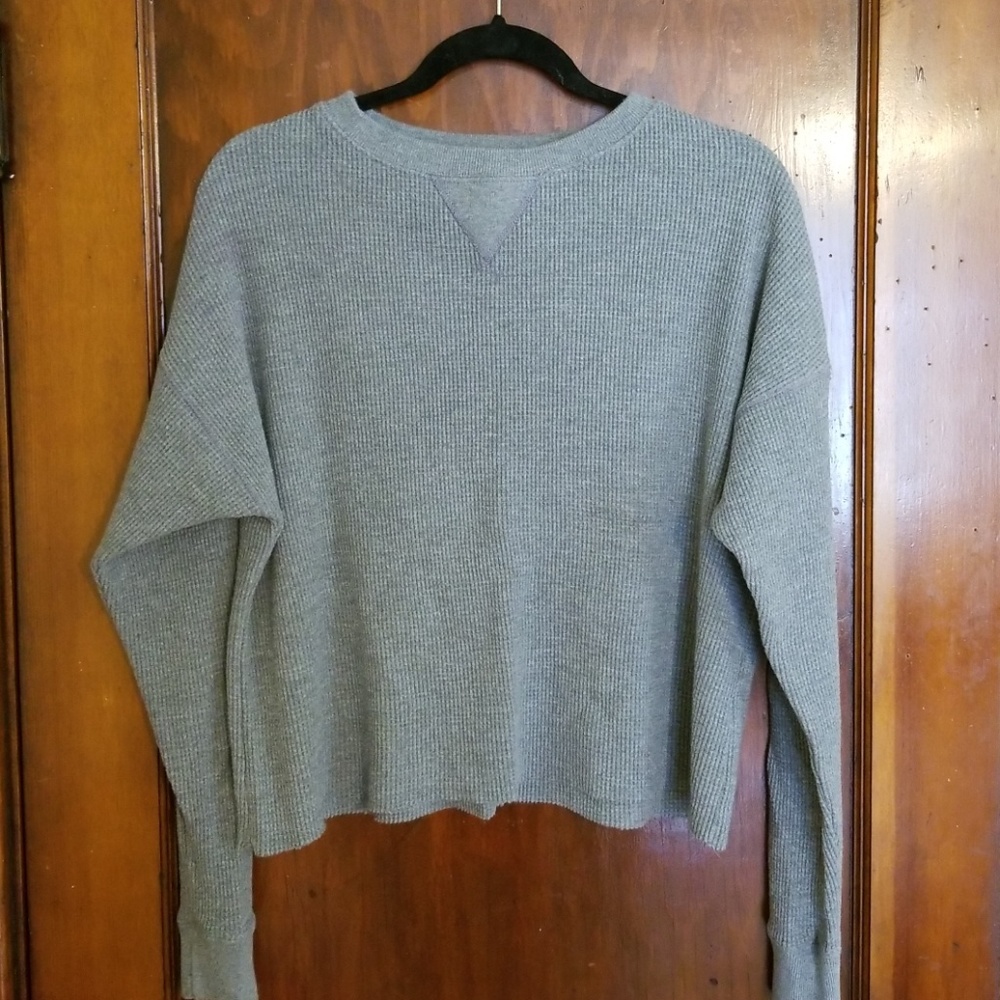 Abercrombie & Fitch boxy crop waffle tee